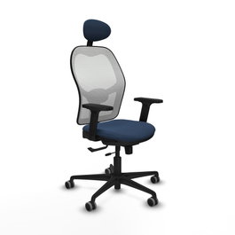 PIQUERAS Y CRESPO Silla de oficina Jorquera con mecanismo Sincro/Traslack Azul marino y Blanco