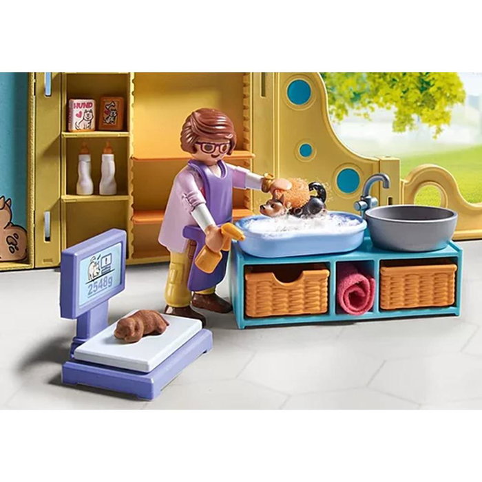 Playmobil 71743 - Guardería De Cachorros con Múltiples Razas, Aseo, Correa, Accesorios para Juego de Rol Creativo