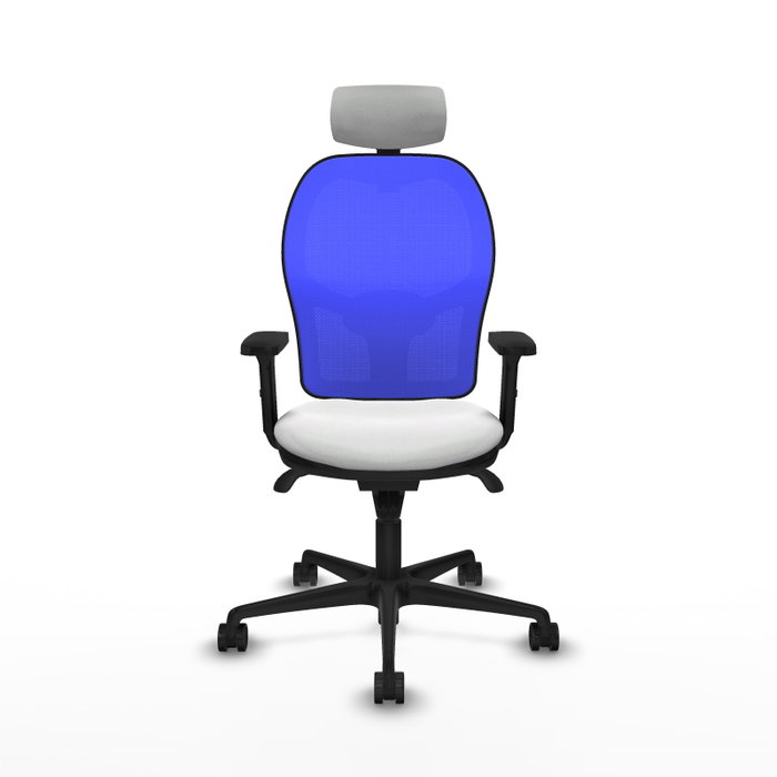 PIQUERAS Y CRESPO Silla de oficina Jorquera con mecanismo Sincro, tela blanca y malla azul