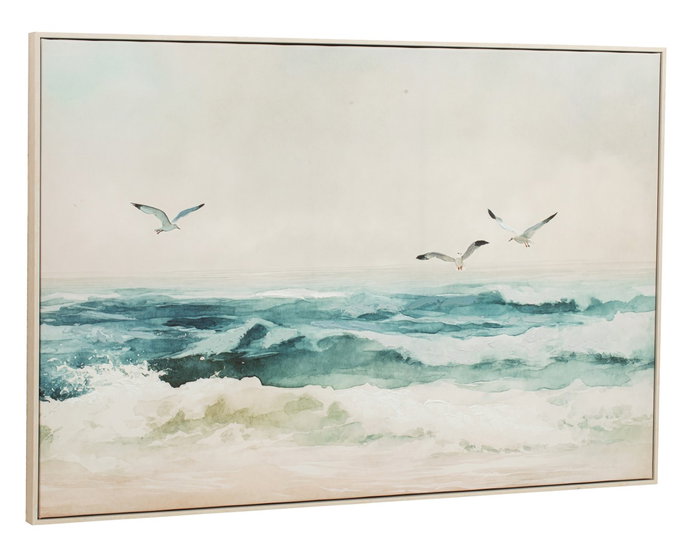 DKD Home Decor Cuadro Lienzo Playa Gaviotas Pack de 2