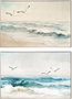 DKD Home Decor Cuadro Lienzo Playa Gaviotas Pack de 2