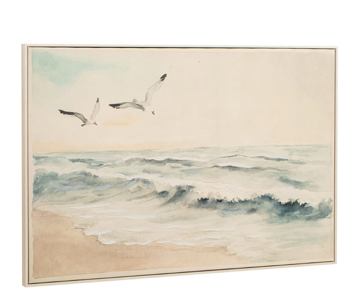 DKD Home Decor Cuadro Lienzo Playa Gaviotas Pack de 2