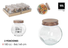 Inde Tarrito Vidrio 2 Posiciones Wood 180 cc 8x6.1x8 cm (60 Unidades)