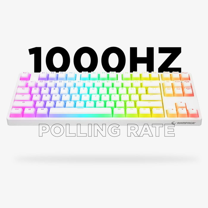 Rampage Ghost TKL Klawiatura Gamingowa Mechaniczna Przewodowa z Przełącznikami Huano Red i Podświetleniem Biała