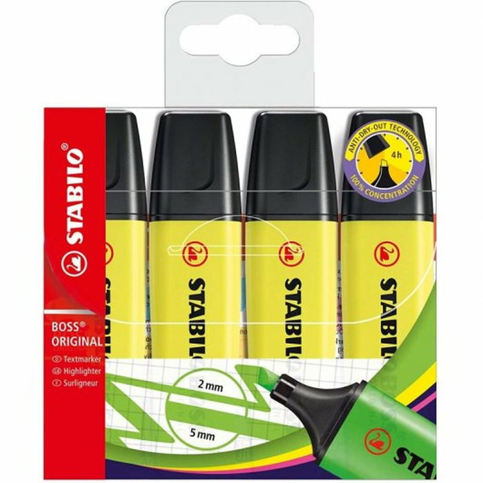 Stabilo Boss Original Marcador Fluorescente Amarillo Estuche de 4 Unidades