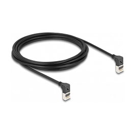 DeLOCK Cable de red RJ45 Cat.6A S/FTP Slim 90° arriba, 3 m, negro