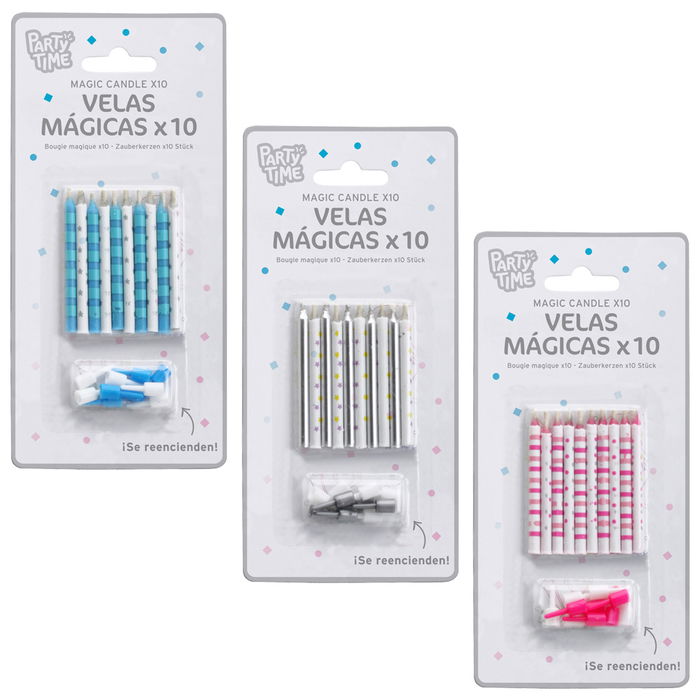 Party Time Juego de 10 Velas Mágicas Reencendibles para Aniversario
