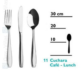 CRUZ DE MALTA Lucia Cucharita de Café de 140 mm, Cubiertos de Acero Inoxidable Grabado - Colección Lucia (Set de 12)