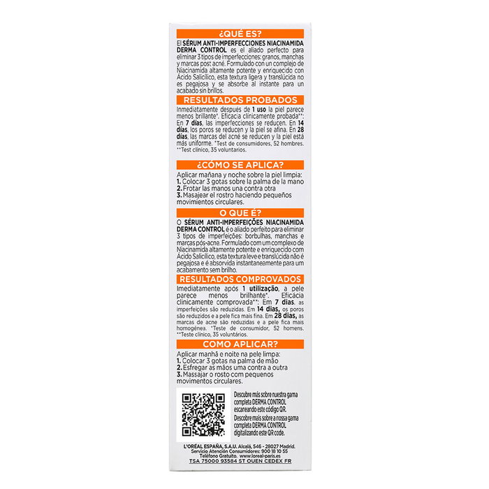 L'Oréal Paris Men Expert Derma Control Serum Anti-Imperfecciones - Tratamiento Facial 30 ml