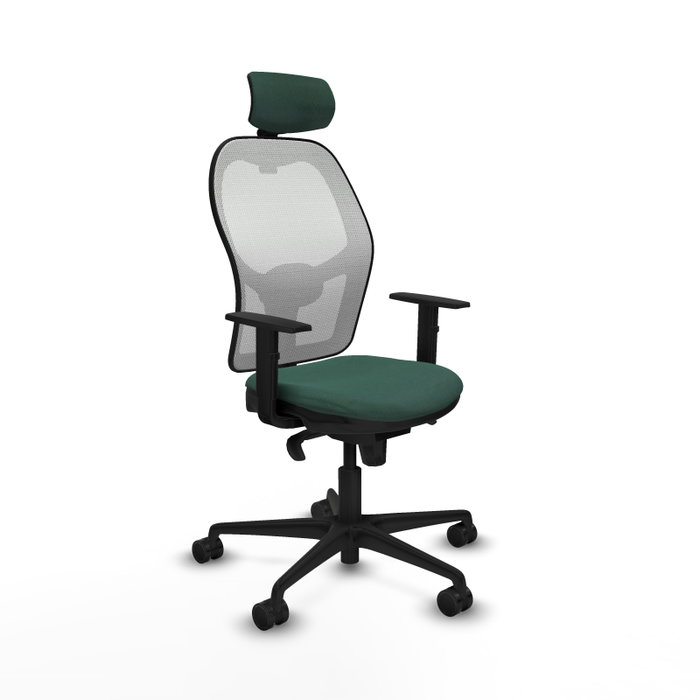 PIQUERAS Y CRESPO Silla de oficina Jorquera, Mecanismo Sincro, Verde botella/Blanco PIQUERAS Y CRESPO Silla de oficina Jorquera, Mecanismo Sincro, Verde botella/Blanco