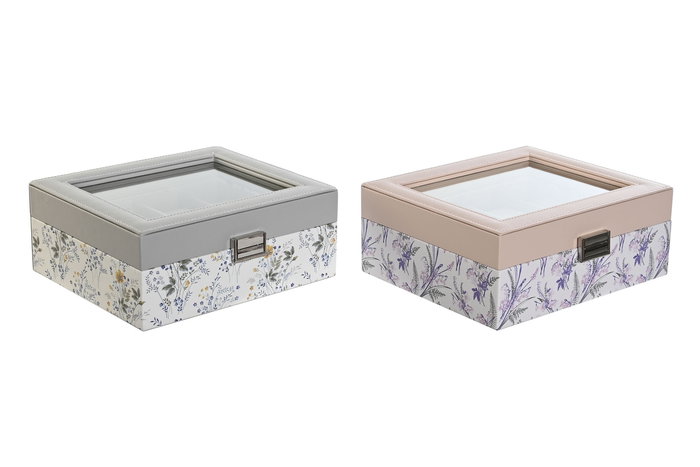 DKD Home Decor Relojero Tradicional Lila Rosa Palo 2 Unidades 19.5 x 9.5 x 22.5 cm