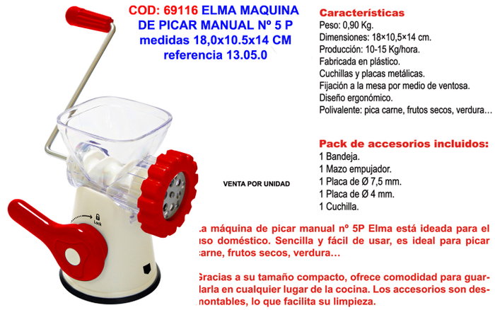 ELMA FINS Máquina de picar manual Nº 5 ELMA FINS Máquina de picar manual Nº 5