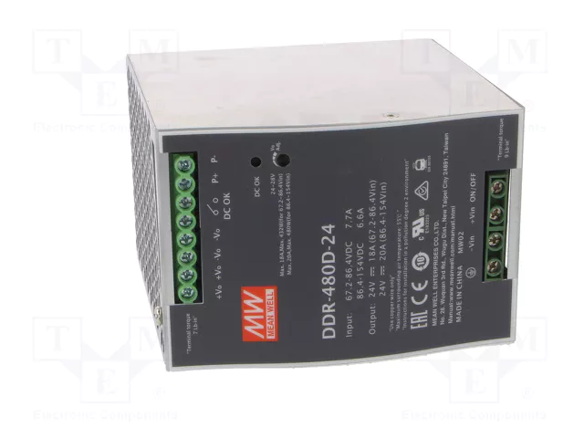 MEAN WELL DDR-480D-24 Convertidor DC/DC 480W 24V DC