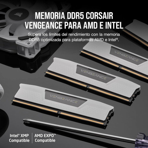 Corsair Vengeance Memoria RAM DDR5 32GB (2x16GB) 6400MHz Blanco CMK32GX5M2B6400Z32W
