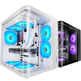Mars Gaming Caja Semitorre ATX MCCURVW Blanca con Diseño Curvo y Cristal Templado, 4 Ventiladores FRGB