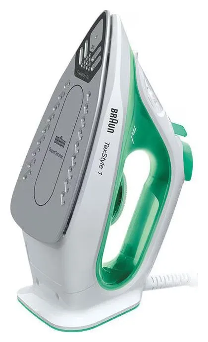 Braun TexStyle 1 SI 1040.GR Plancha de Vapor 2000W Suela Cerámica Golpe de Vapor 120 g/min Blanco-Verde