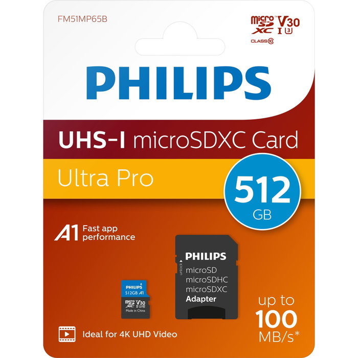 Philips Tarjeta MicroSDXC de 512 GB con Adaptador Philips Tarjeta MicroSDXC de 512 GB con Adaptador