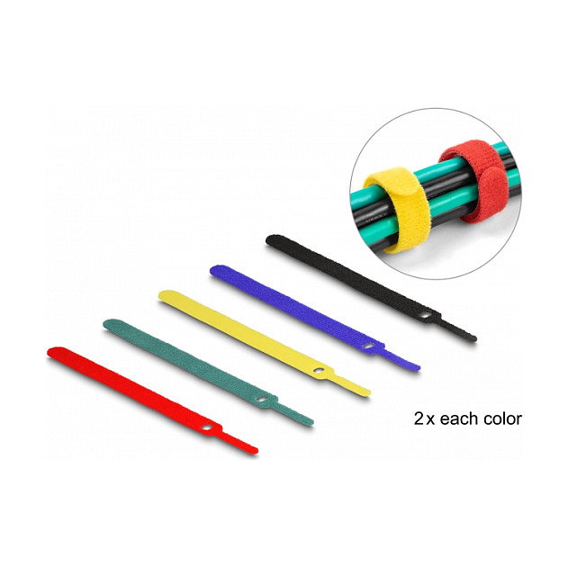 DeLOCK Juego de 10 bridas autoadherentes de colores surtidos 150 x 12 mm DeLOCK Juego de 10 bridas autoadherentes de colores surtidos 150 x 12 mm