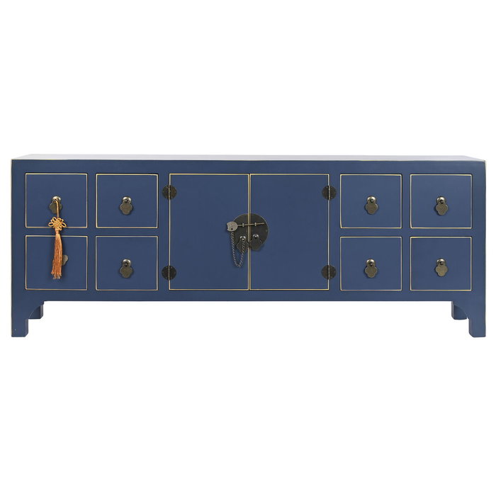 Mueble de TV DKD Home Decor Azul Dorado Abeto Madera MDF 130 x 24 x 51 cm