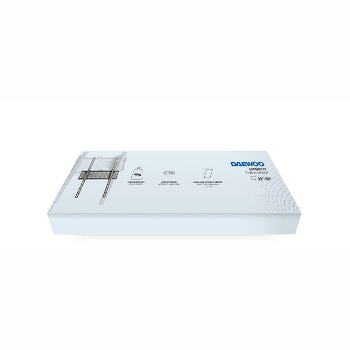 Daewoo Soporte Fijo para TV 32-55 Pulgadas con Inclinación de 12°, Carga 40 kg, Perfil 53 mm y Nivel Integrado