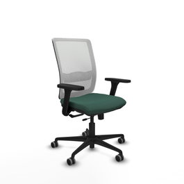 PIQUERAS Y CRESPO Silla de oficina Haches con mecanismo Sincro/Traslack, Verde botella y Blanco