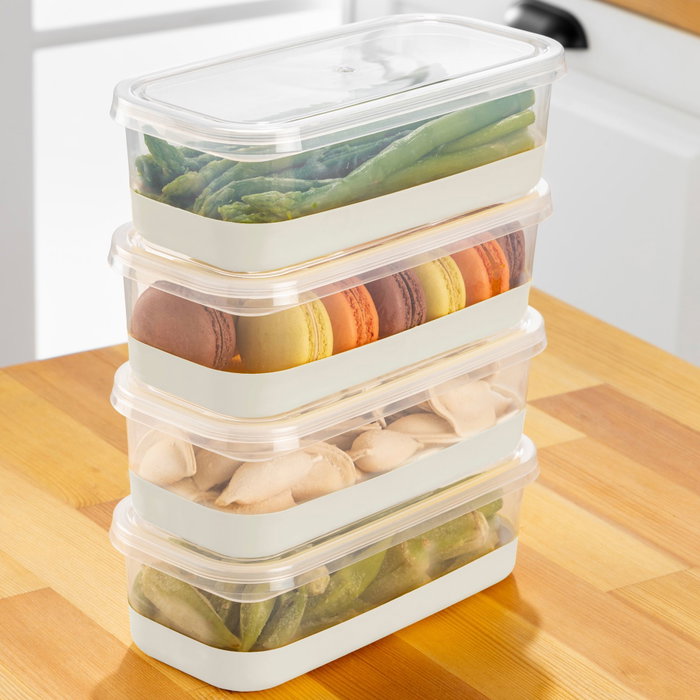 Hermia Organizador de Frigorífico 4 Piezas Gris 4B - Grey Set de Contenedores de Plástico sin BPA para Cocina