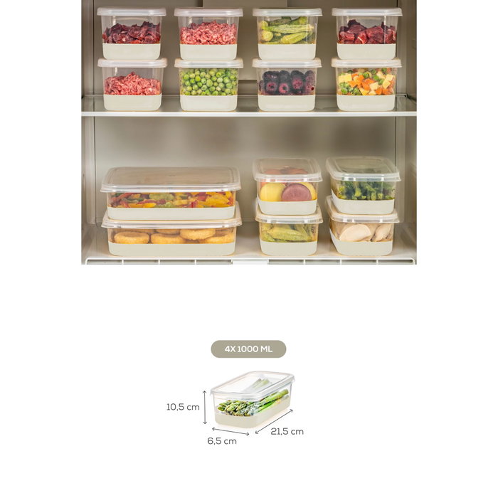 Hermia Organizador de Frigorífico 4 Piezas Gris 4B - Grey Set de Contenedores de Plástico sin BPA para Cocina
