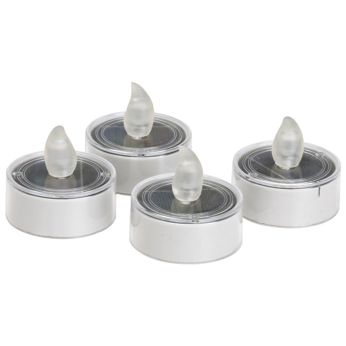 Outfit - Juego de 4 Velas LED Solares para Exterior Decorativas con Panel Policristalino y Protección IP44