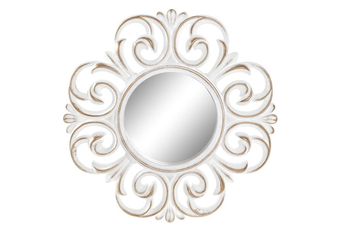 DKD Home Decor Set de 5 Espejos de Cristal Decape Blanco y Dorado