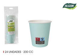 Algon Set-24 Vasos de Cartón Aguamarina 200 cc (36 Unidades)