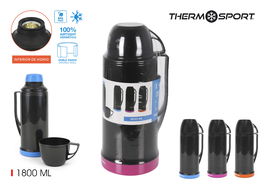 Thermosport Termo de Plástico con Taza 1.80L O/P/B - 13.6 x 33.1 x 15.3 cm (6 Unidades)
