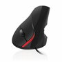 Ewent EW3156 Ratón Ergonómico Vertical para Mano Derecha, 1000 DPI, Negro y Rojo
