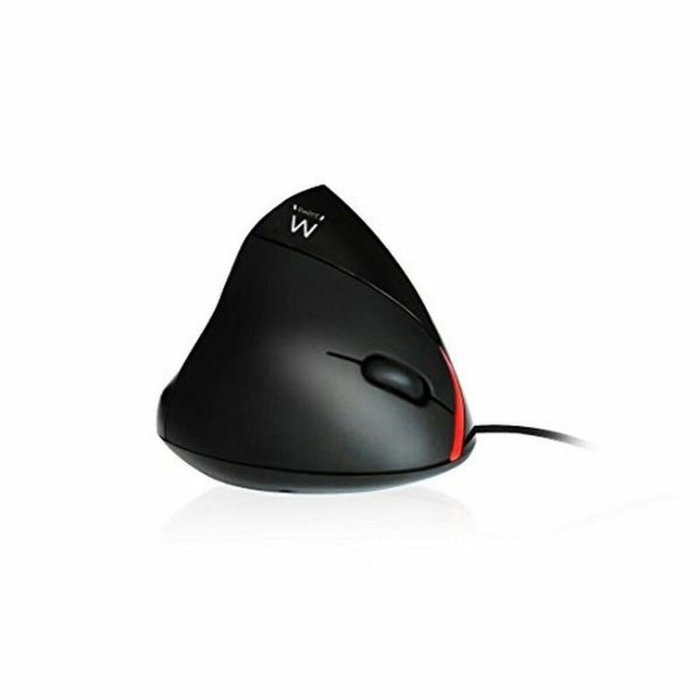 Ewent EW3156 Ratón Ergonómico Vertical para Mano Derecha, 1000 DPI, Negro y Rojo