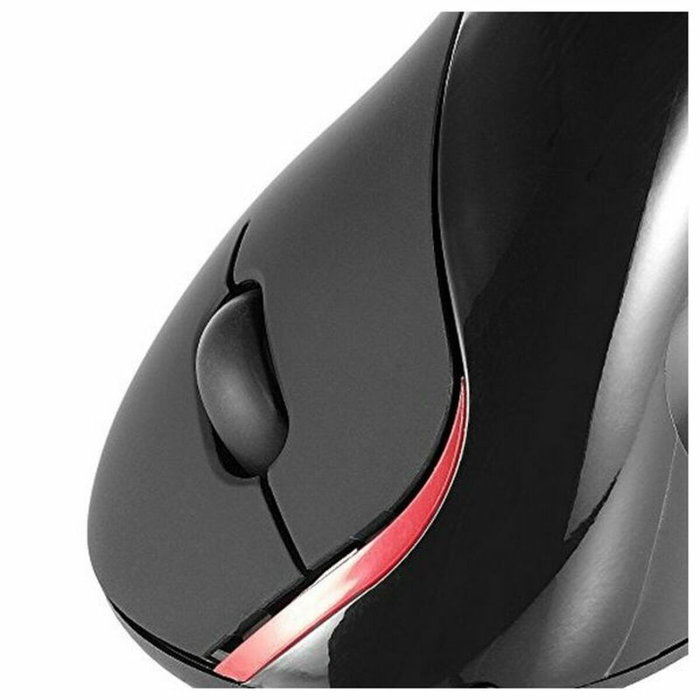Ewent EW3156 Ratón Ergonómico Vertical para Mano Derecha, 1000 DPI, Negro y Rojo