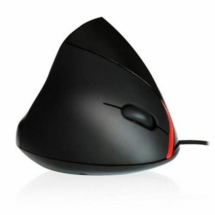 Ewent EW3156 Ratón Ergonómico Vertical para Mano Derecha, 1000 DPI, Negro y Rojo