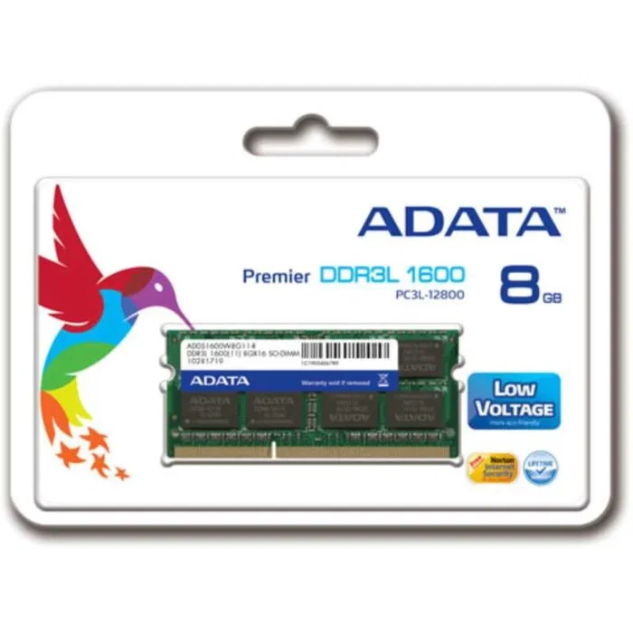 Adata Premier Módulo Memoria RAM 8GB DDR3L 1600MHz SO-DIMM 204-pin para Portátil (CL11, 1.35V, Verde)