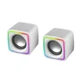 Mars Gaming Altavoces MSCUBE 8W Gaming RGB Active-Flow con DSP, Blanco, Sistema 2.0 de Escritorio con Control Box, Alimentación por USB