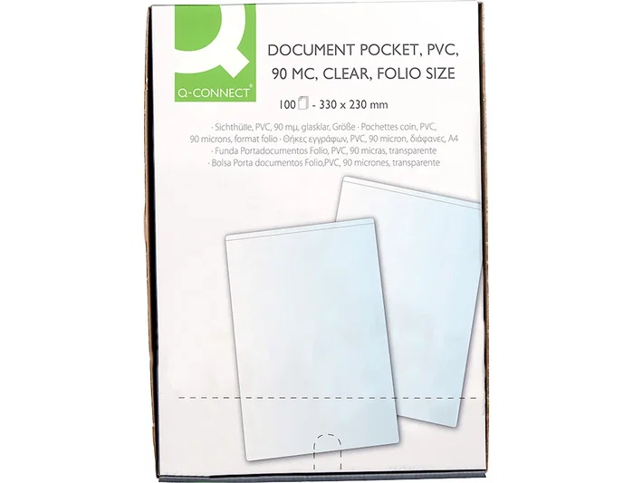 Q-connect Funda portadocumento folio 90 micras transparente