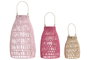 DKD Home Decor Set de 3 Lámparas Solares Multicolor con Algodón y Asa de Metal