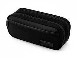 Liderpapel Estuche portatodo Duo 3 cremalleras con bolsillo frontal negro
