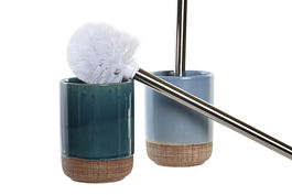 DKD Home Decor Escobillero Basicos Azul Verde 9 x 35 x 9 cm (4 Unidades)