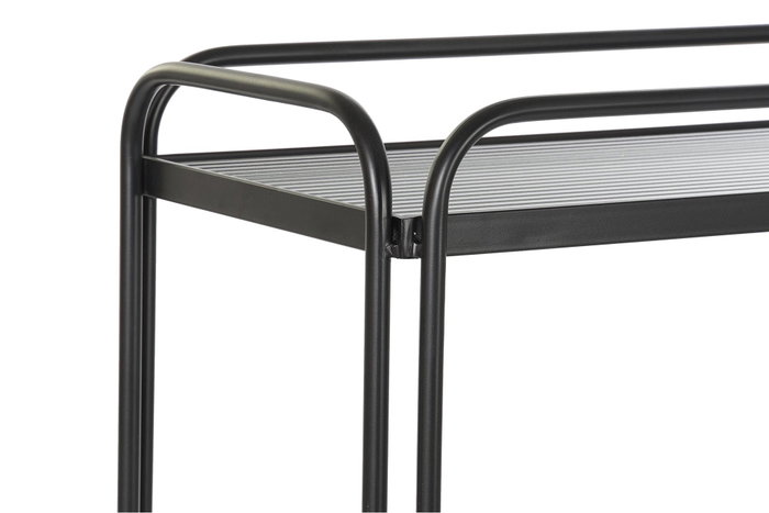 DKD Home Decor Consola Loft Negro Metal y Cristal 28 x 80.5 x 80 cm DKD Home Decor Consola Loft Negro Metal y Cristal 28 x 80.5 x 80 cm