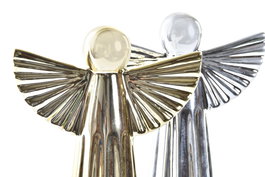 DKD Home Decor Figura Navidad Moderna Dorado Plateado Porcelana 5 x 17 x 13 cm (2 Unidades)