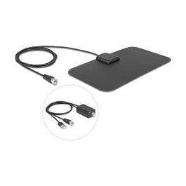 DeLOCK Antena activa omnidireccional DAB+ DVB-T2 con conector F, 5-25 dB, negra