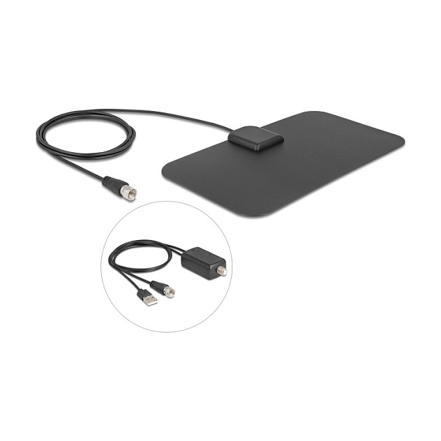 DeLOCK Antena activa omnidireccional DAB+ DVB-T2 con conector F, 5-25 dB, negra DeLOCK Antena activa omnidireccional DAB+ DVB-T2 con conector F, 5-25 dB, negra