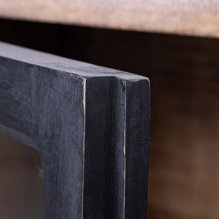Aparador Negro-Natural Madera de Mango 160 X 35 X 71 cm
