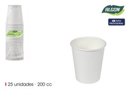 Inde Set de 25 Vasos Blancos de Cartón 200cc 7,2 x 7,2 x 20,4 cm (24 Unidades)