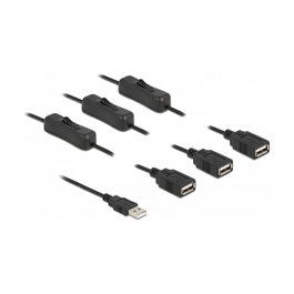 DeLOCK Cable USB Tipo-A macho a 3 x USB Tipo-A hembra con interruptor, 1 m