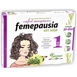 PINISAN Femepausia 30 Cap. Cimicífuga Lúpulo Ñame para Menopausia Sofocos Irritabilidad Vegano Sin Gluten Lactosa