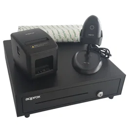 Approx Kit TPV con Cajón Portamonedas, Impresora Térmica y Lector de Códigos